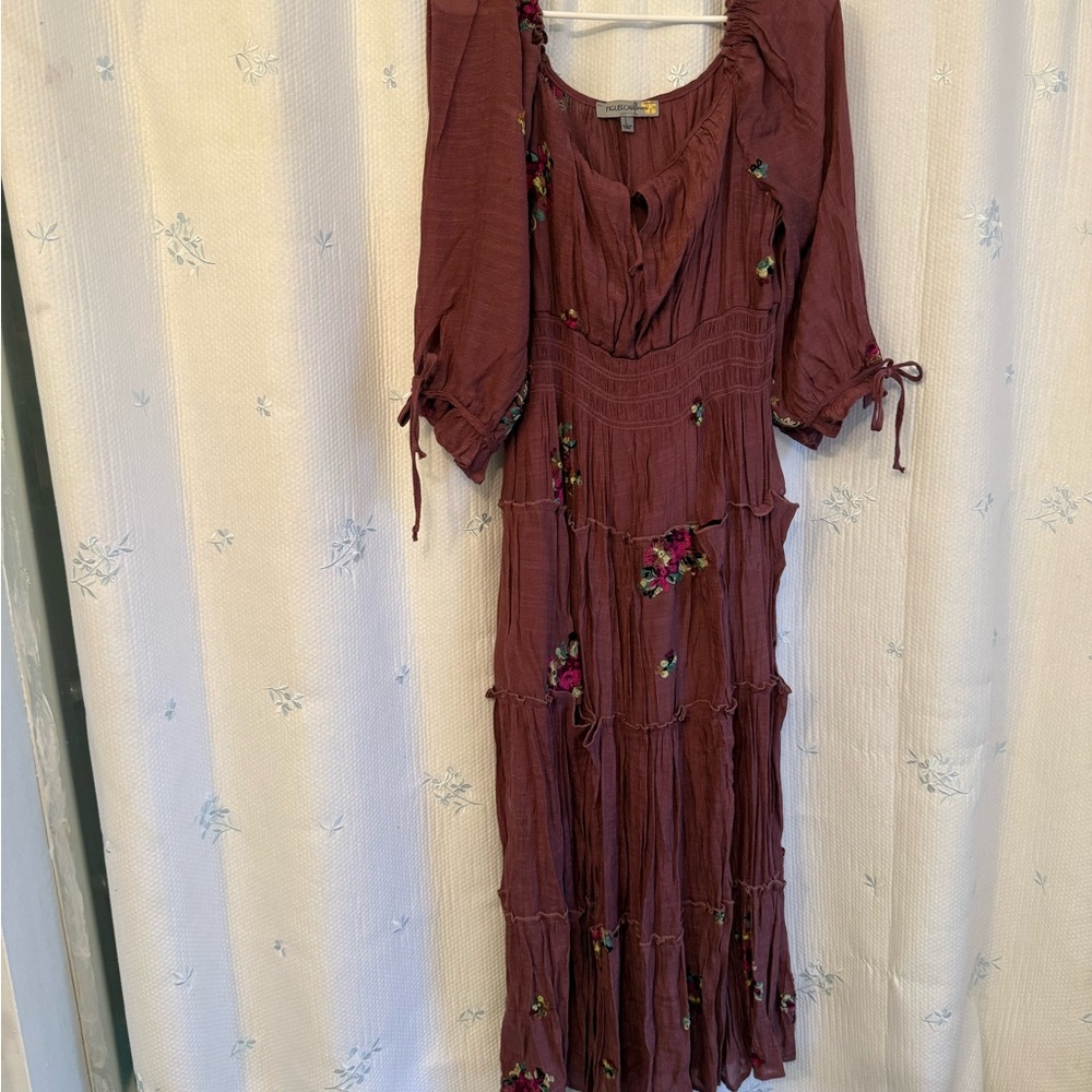 Womens Burgundy Floral Maxi Dress